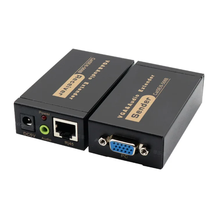 Extender Vga Con Audio Su Cavo Cat5/6 Fino A 100M Vga A Rj45 Ethernet Video Audio Converter Extender Per Pc Laptop Projector