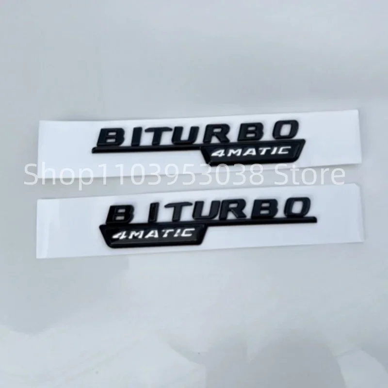 3D ABS Glossy Black GLC43 Emblem Letters Biturbo 4MATIC Fender Badge AMG Sticker For Mercedes GLC43 AMG X253 Accessories