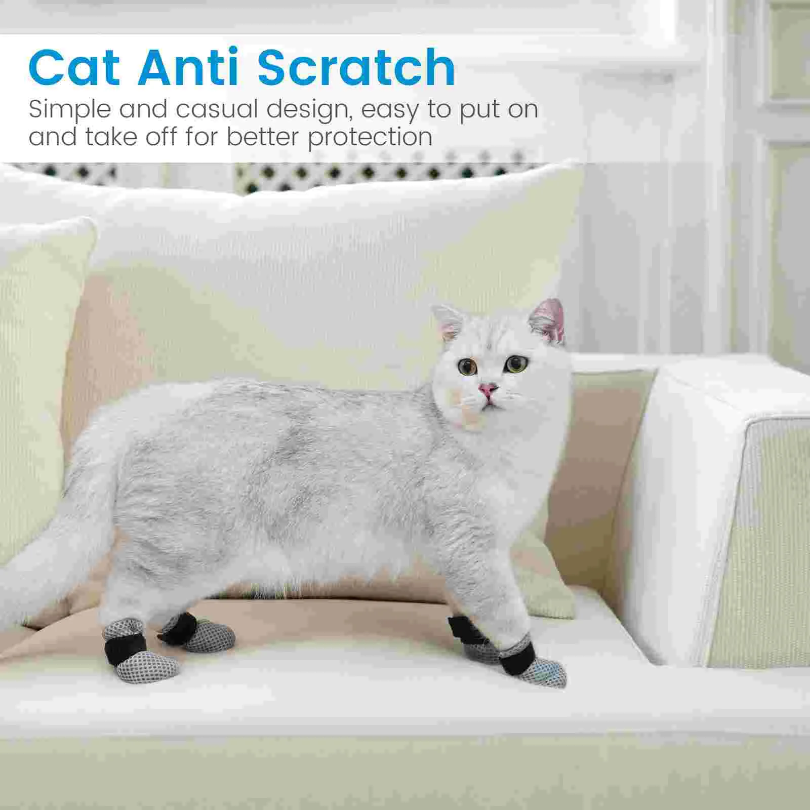 Cat Foot Covers 4 Pcs Anti-Scratch Kitten Paw Sleeves Boots Shoes Socks Claw Caps