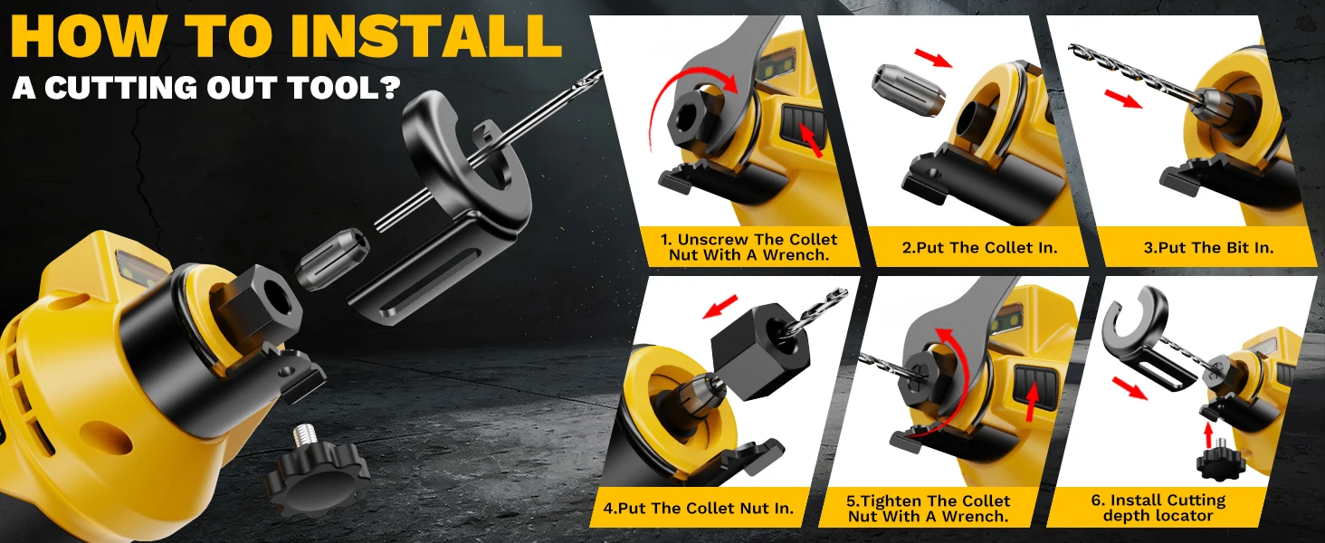 Cordless Brushless Drywall Cut-Out Tool 3 Speed Adjustable Rotary Saw with Up to