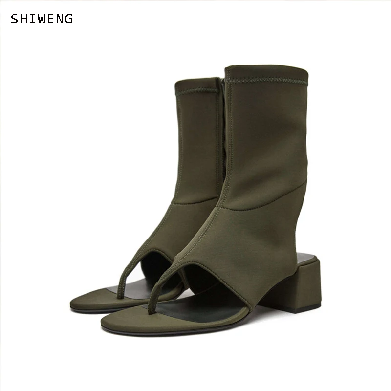 

Women's Heel Flip Flops Sexy High Heel Boots Woman Mules Slippers Ladies New Fashion High Heels Mid Calf Footwear Shoes