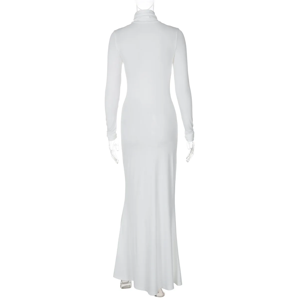 Elegant Fashion Turtleneck Long Dress Female High Waist Long Sleeve Slim Autumn New Solid Dress Women's Party Dress