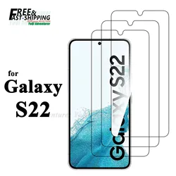Premium Tempered Glass Screen Protector - Fingerprint Unlock, HD Clarity, Ultra - Thin 0.22 mm, High Durability, Case Friendly - 4 pcs (For Galaxy S22)