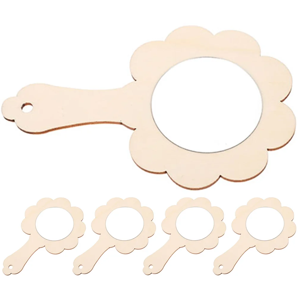 섬세한 미니 거울 블랭크, DIY 나무 어린이 장난감 액세서리, 어린이 그림