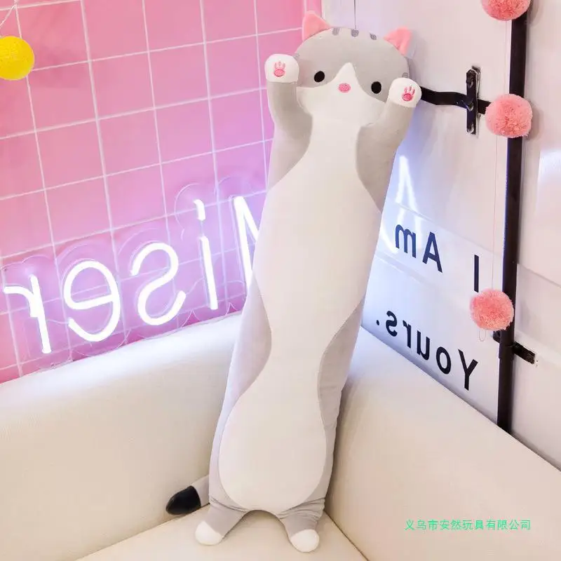 thumbnail image 1 of Peluche de gato largo para bebé, juguete de peluche suave para adultos, almohada para dormir para niños, decoración del hogar, 1 of 5