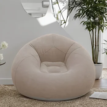 Flocked PVC Inflatable Sofa Chair - Portable Lounge Bed for Office Nap & Outdoor Camping, Photo Props Gift Quick Setup