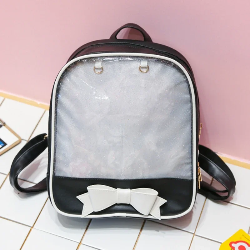 New Girls Ita Bag Large Clear Transparent Kawaii Backpacks Women Harajuku Bow-knot School Bag Teenager Girls Lolita Itabag