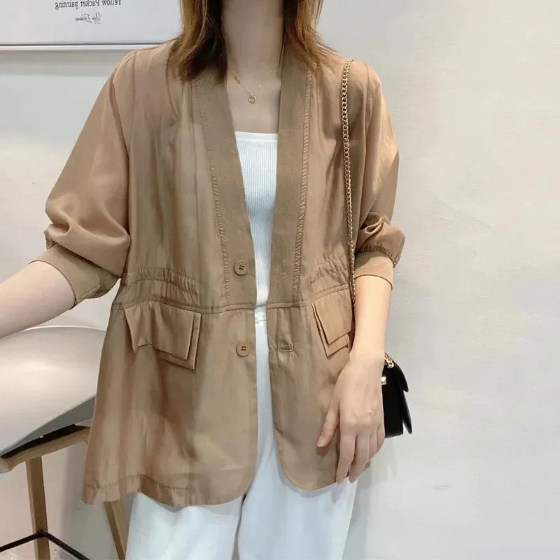 

Sunscreen Women's Coat 2024 Summer New Thin Loose Jacket Short Fashion Outdoor Ladies Joker Sun Protection Clothing Trend Top