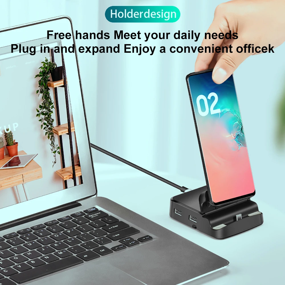 tipo c Docking Station Suporte do Telefone Dex Pad Station Usb c para Compatível com Hdmi Usb sd tf Carregador Adaptador para Samsung em 1 - Imagem 6