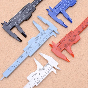 Double Rule Scale Plastic Vernier Caliper Measuring Student Mini Tool Ruler 1