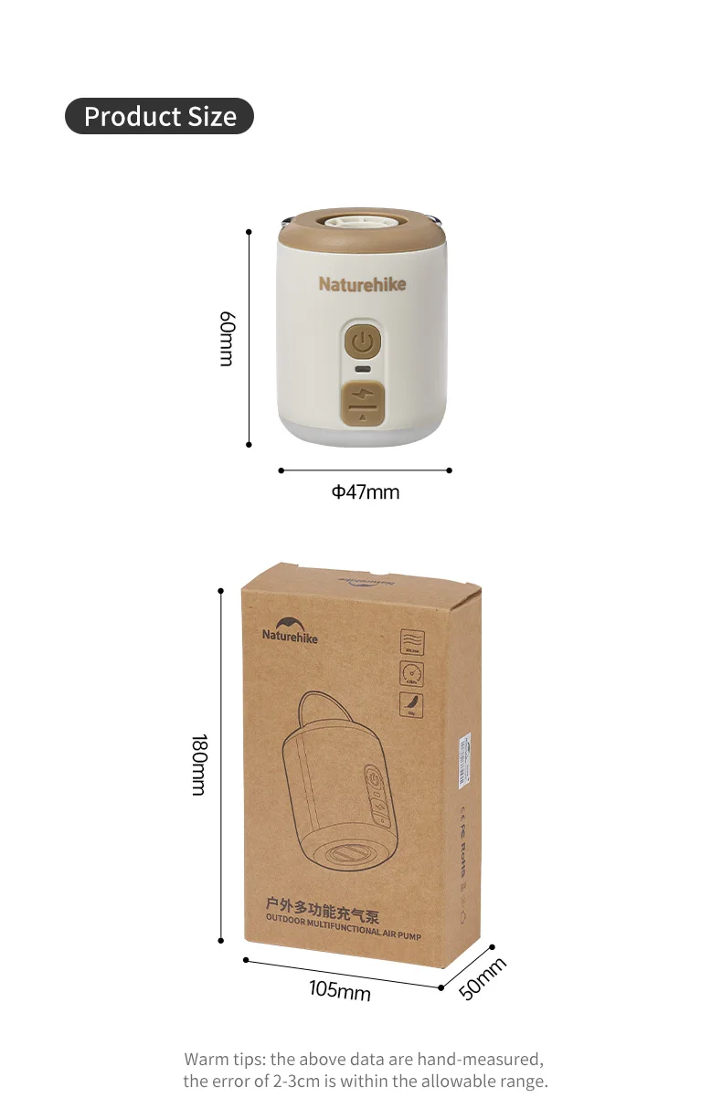 Natureh Mini Portable Electric Inflatable Pump Outdoor Camping