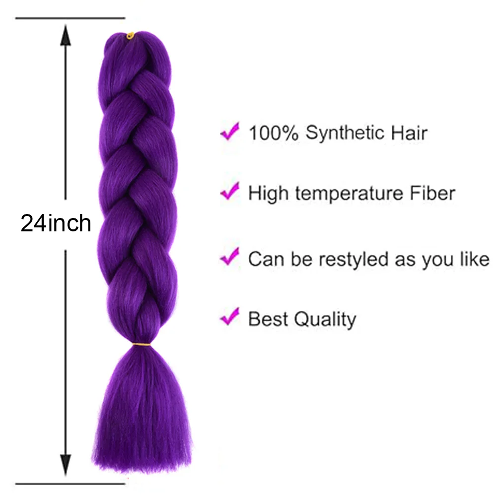 24 Inches DIY Jumbo Braiding Hair Synthetic Hair Extensions Afro Ombre Crochet Braid Hair Wholesale For Women 3