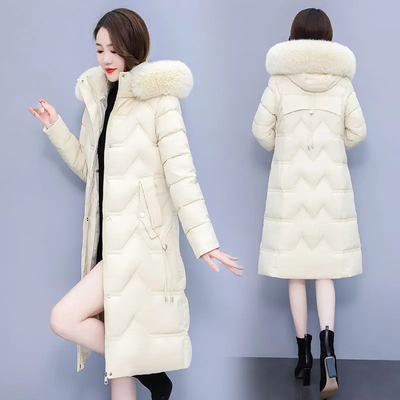 

2023 New Solid Color Stand Collar Women's Puffer Jacket Casual Long Parkas Autumn and Winter Loose Coat Clothes Outwear D493