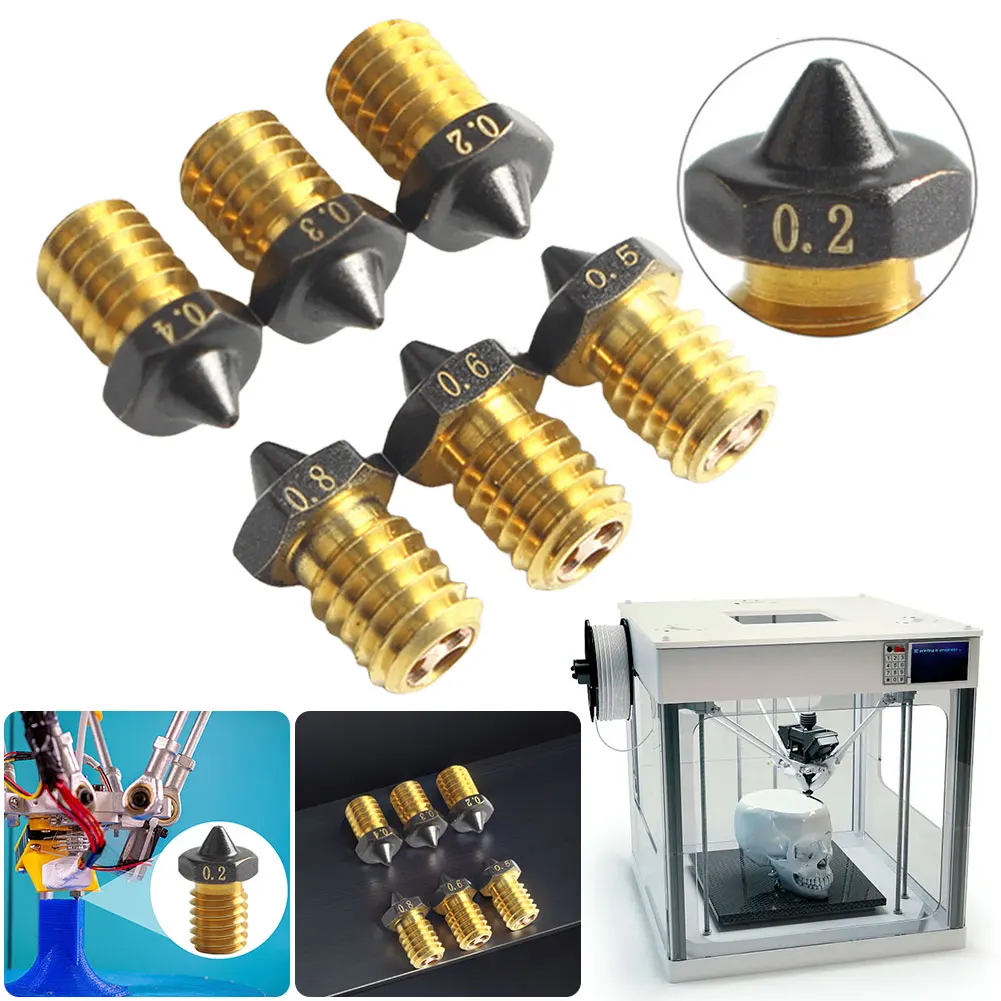 고유량 포인트 깍지 E3D V6 압출기 프린트 헤드 깍지, VORON MK3S 용 논스틱 필라멘트, 0.2mm, 0.3mm, 0.4mm, 0.5mm, 0.6mm, 0.8mm