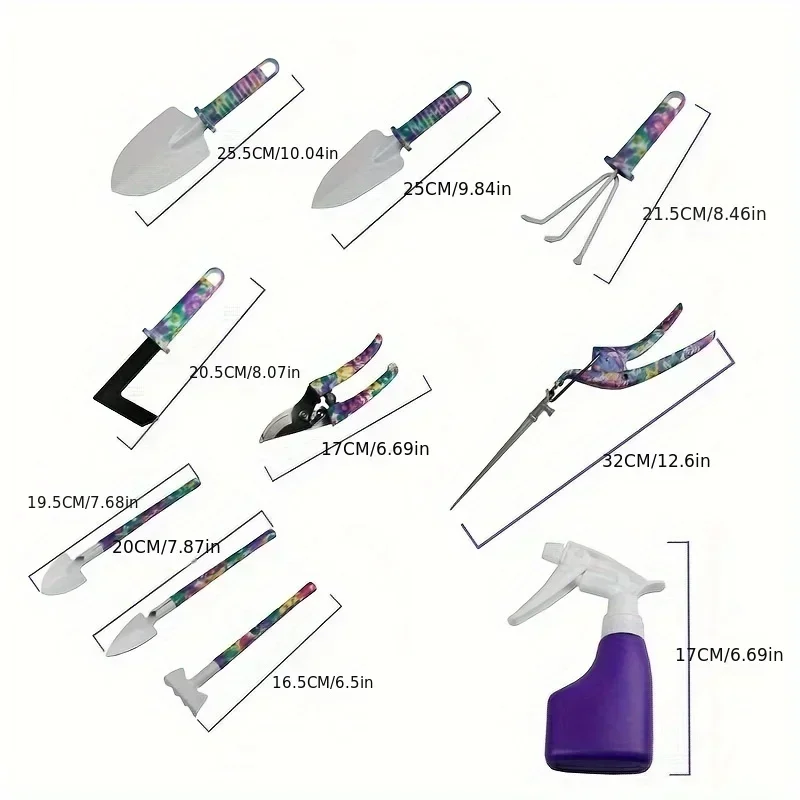 Description Picture 5 of item10pcs Gardening Tools Ergonomic Handle Rake Weeder Pruner Shears Sprayer Garden Hand Tools with Carrying Case Garden Weeding Set
