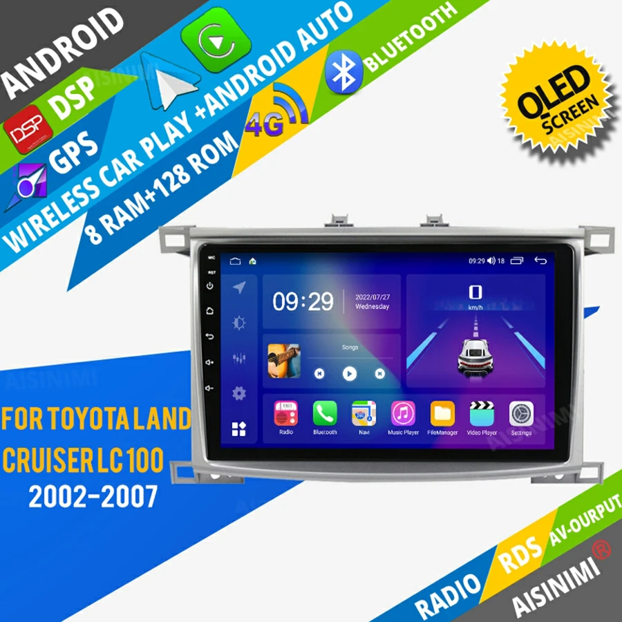 

AISINIMI Android Car Dvd Player navigation For Toyota Land Cruiser LC 100 2002 car radio Car Audio Gps Multimedia Stereo Monitor