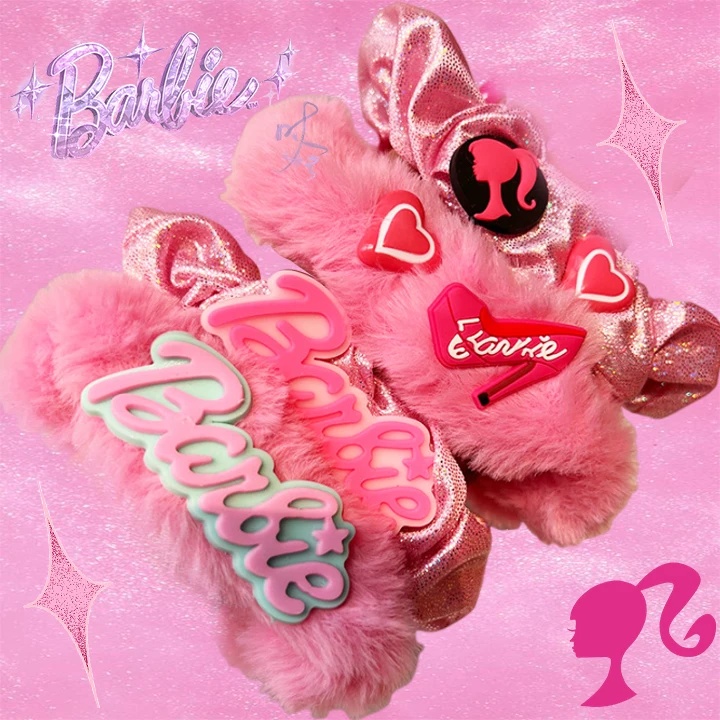 

Barbie Hairtie Kawaii Plush Ponytail Band Trendy Hairband Movie Decoration Stylish CUte Winter Lovely Girls Kids Gift Fashion