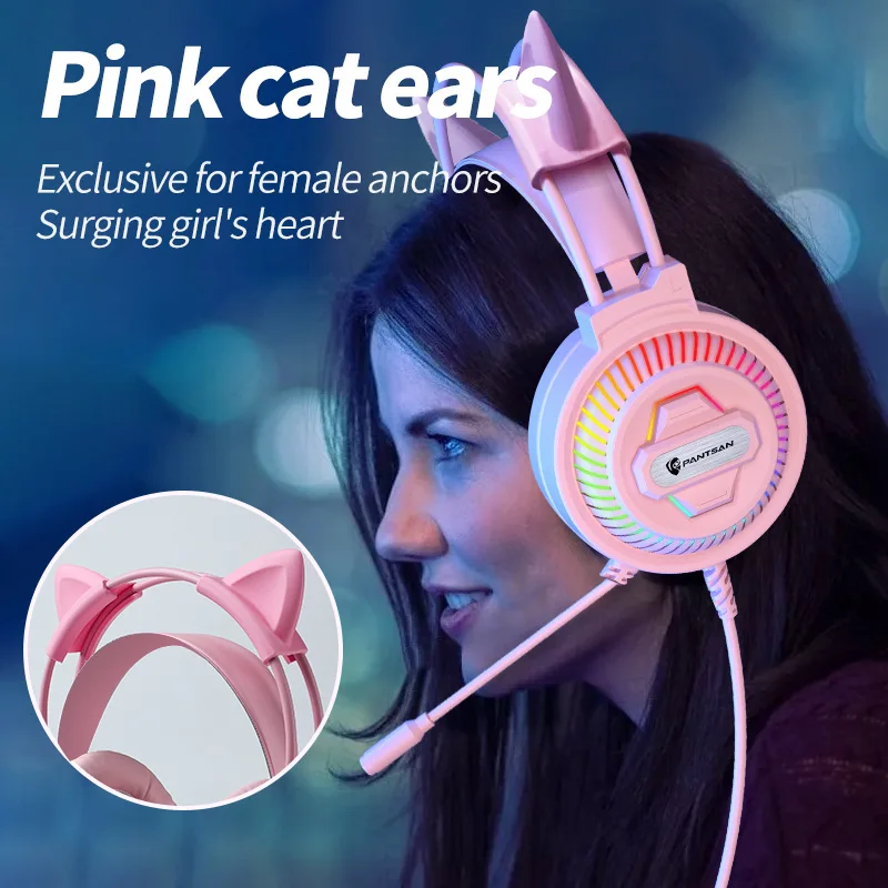 New Psh-400 Headphones Wired With Wheat 7.1usb Luminous Esports Game Eat Chicken Desktop Laptop Universal Accessories