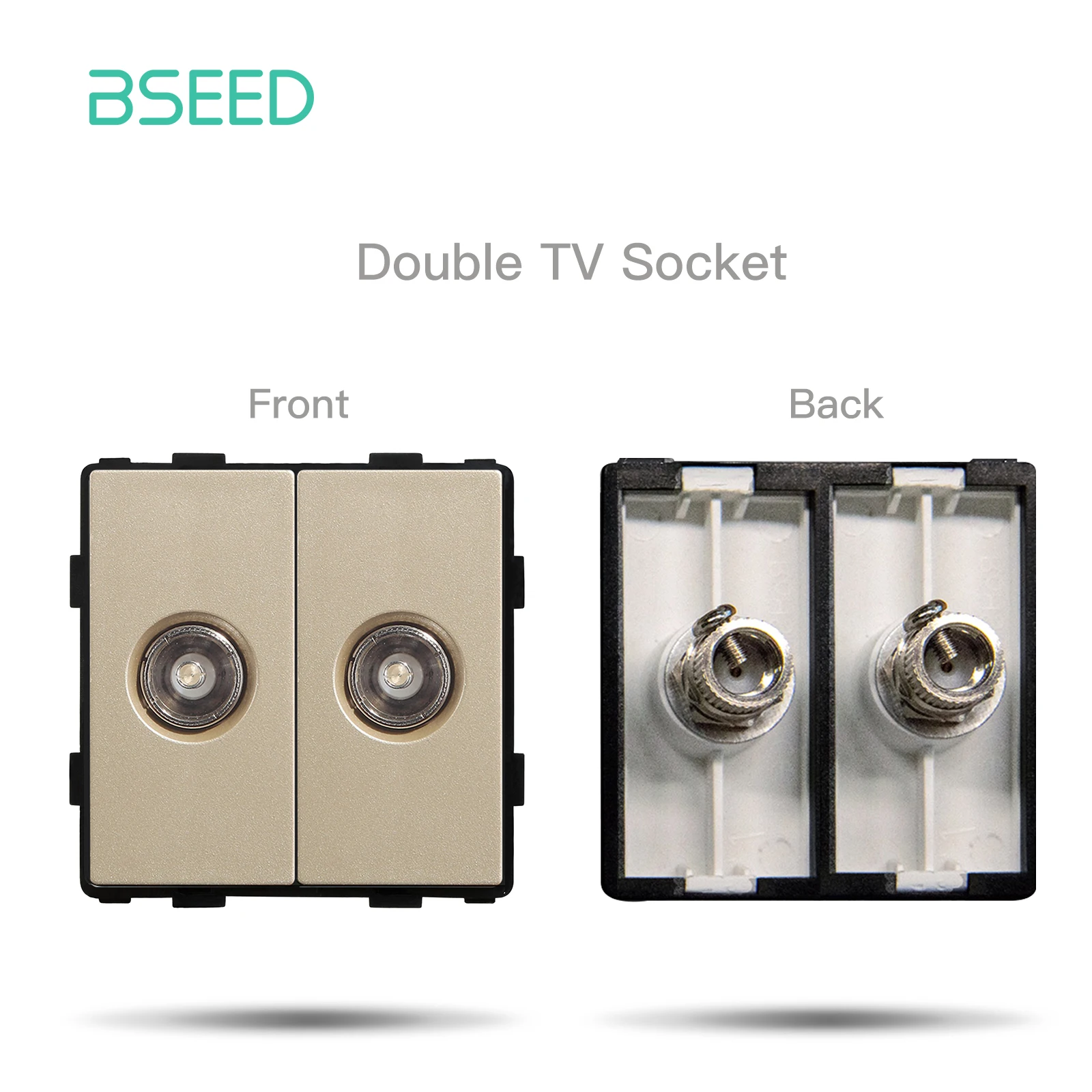 BSEED DIY 모듈 EU 플라스틱 패널 골드 더블 USB 소켓 인터넷 CAT5 RJ45 ST TV 전원 소켓 벽걸이 형 무료 조합