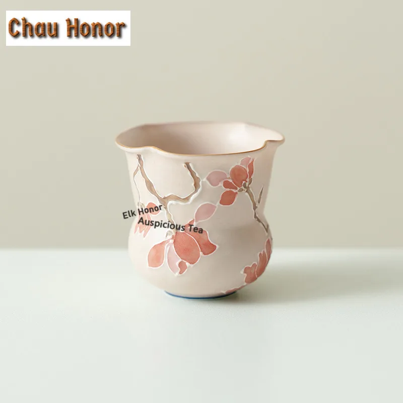 1pc 45ml Hand-painted Plum Blossom Pile Carve Teacup Retro Tea Bowl Mug Tea-tasting Smelling Cup Jianzhan Master Cups Teaware