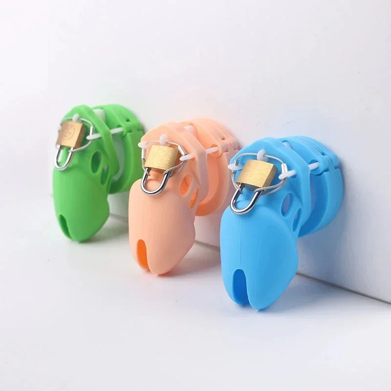 New Upgraded Silicone Male Cock Chastity Cage with 5 Sizes of Penis Rings To Prevent Cheating Short/Long Cock Cage Adult Product