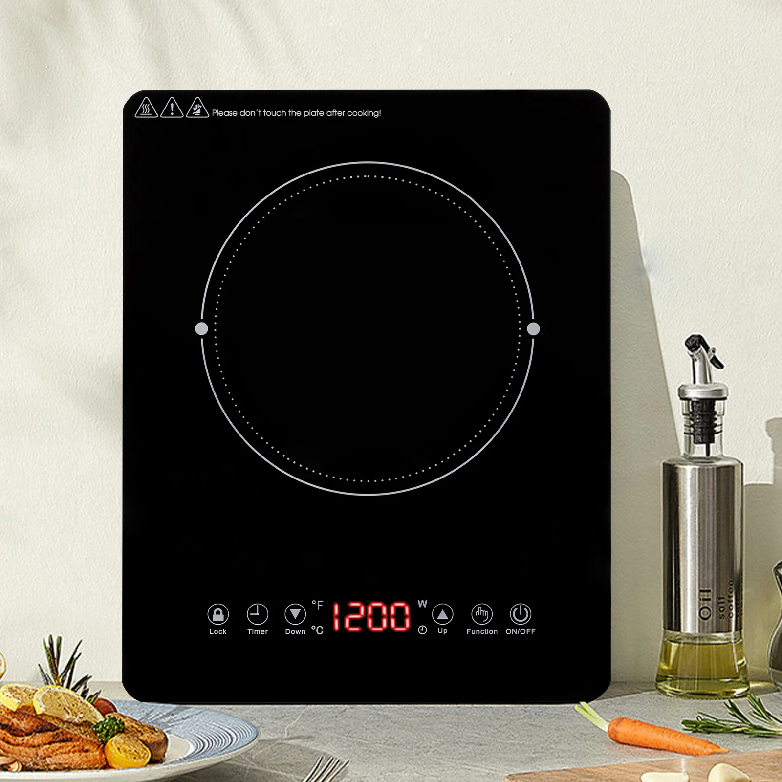 1800W Black Portable Induction Cooktop,Single Electric Cooktops Countertop Stove With 9 Temperature & Power Levels for Kitchens