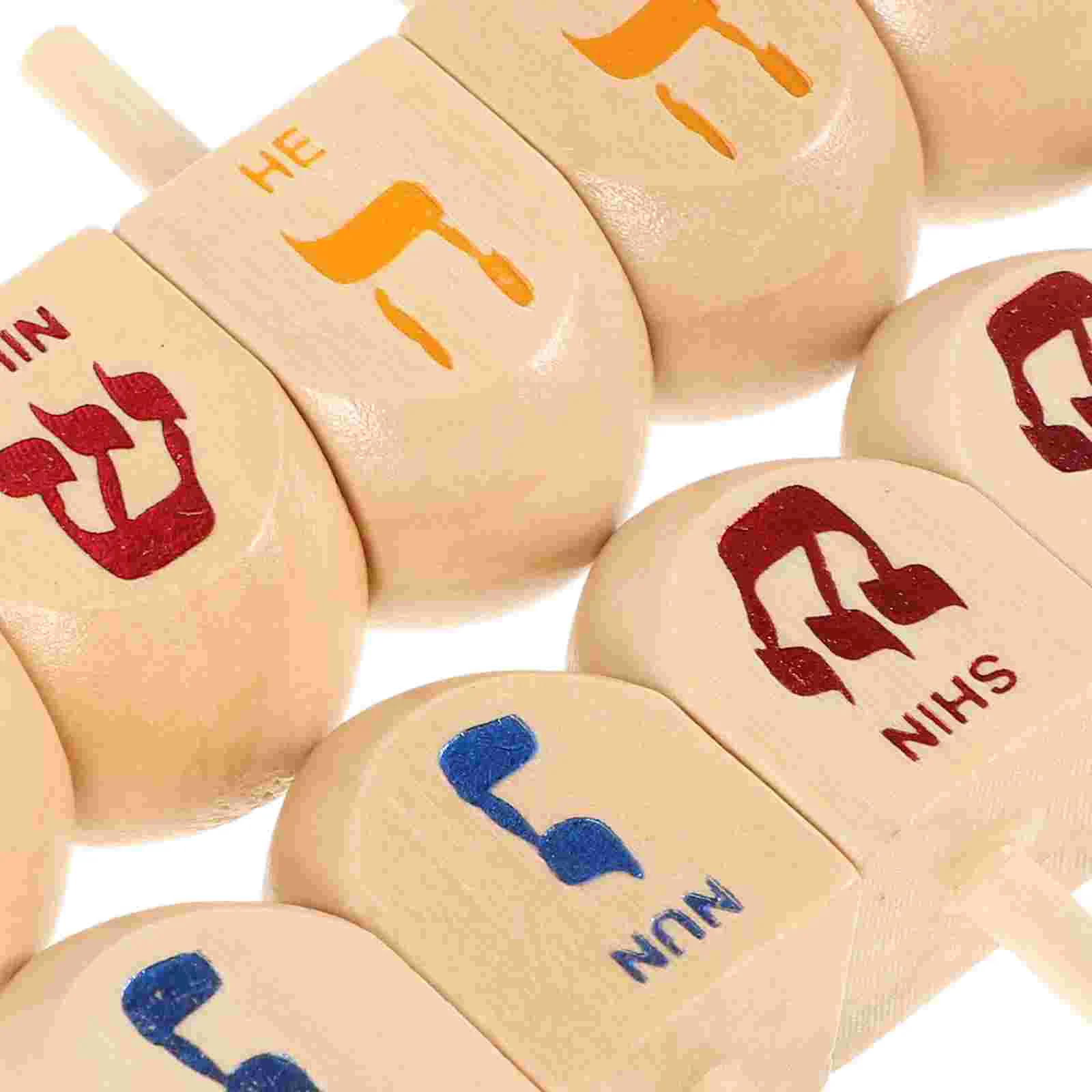 Spinning Top Toy 10 Pcs Wooden Dreidels Hanukkah Party Supplies