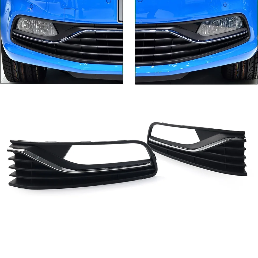 

Передний бампер автомобиля, нижняя противотуманная фоторешетка с отверстием хромированной отделкой для VW Polo V Hatchback 6R 2014 2015 2016 2017