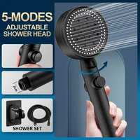 Shower Head Water Saving Black 5 Mode Adjustable High Pressure 1