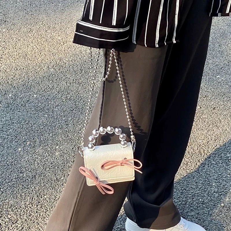 

Cute Bow Mini Crossbody Bags for Women Leather Female Winter Fashion Handbag 2023 Trend Small Chain Tote Bags Purses Clutch y2k