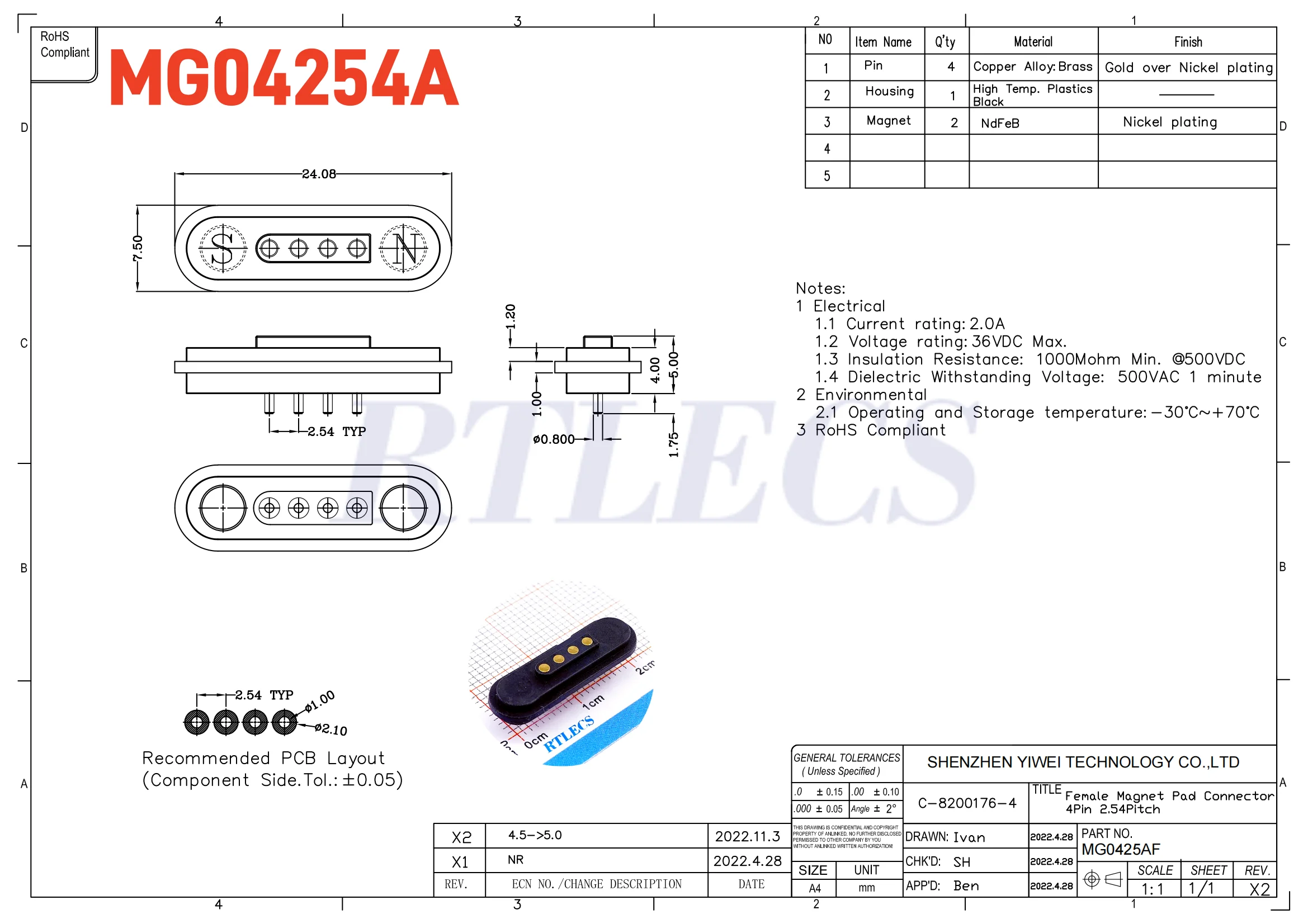1 3 5 20 Stück magnetisches Gegen ladekabel Smart 1 2a Abstand 2,54mm 2 3 4-polige Pogo-Pin-Buchse Gleichstrom-Strom versorgungs lösung – Detail 11