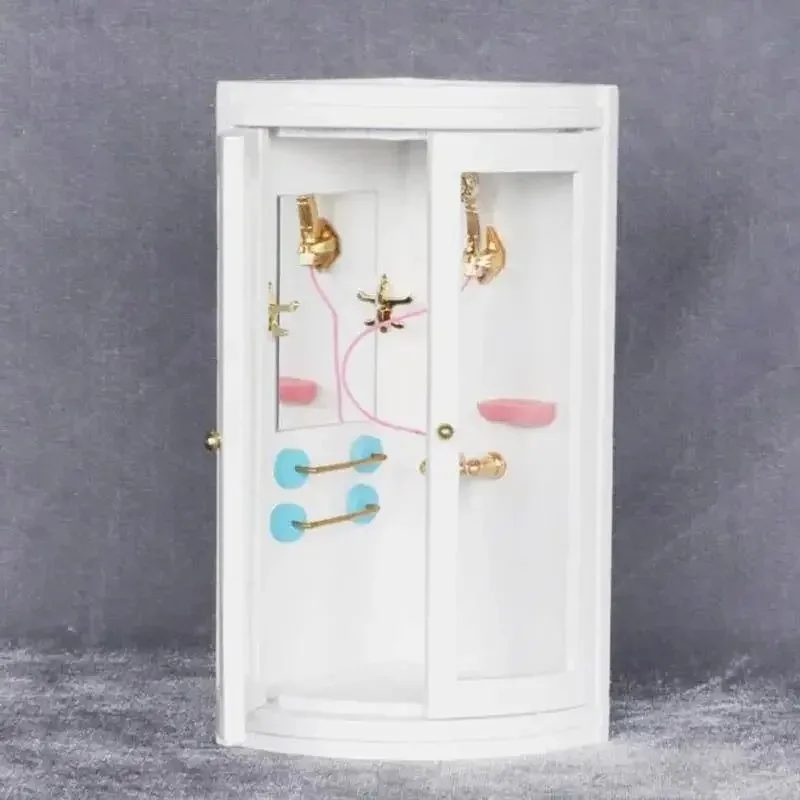 1:12 Dollhouse Mini Furniture Model Bathroom Micro Scene White Shower Room 4