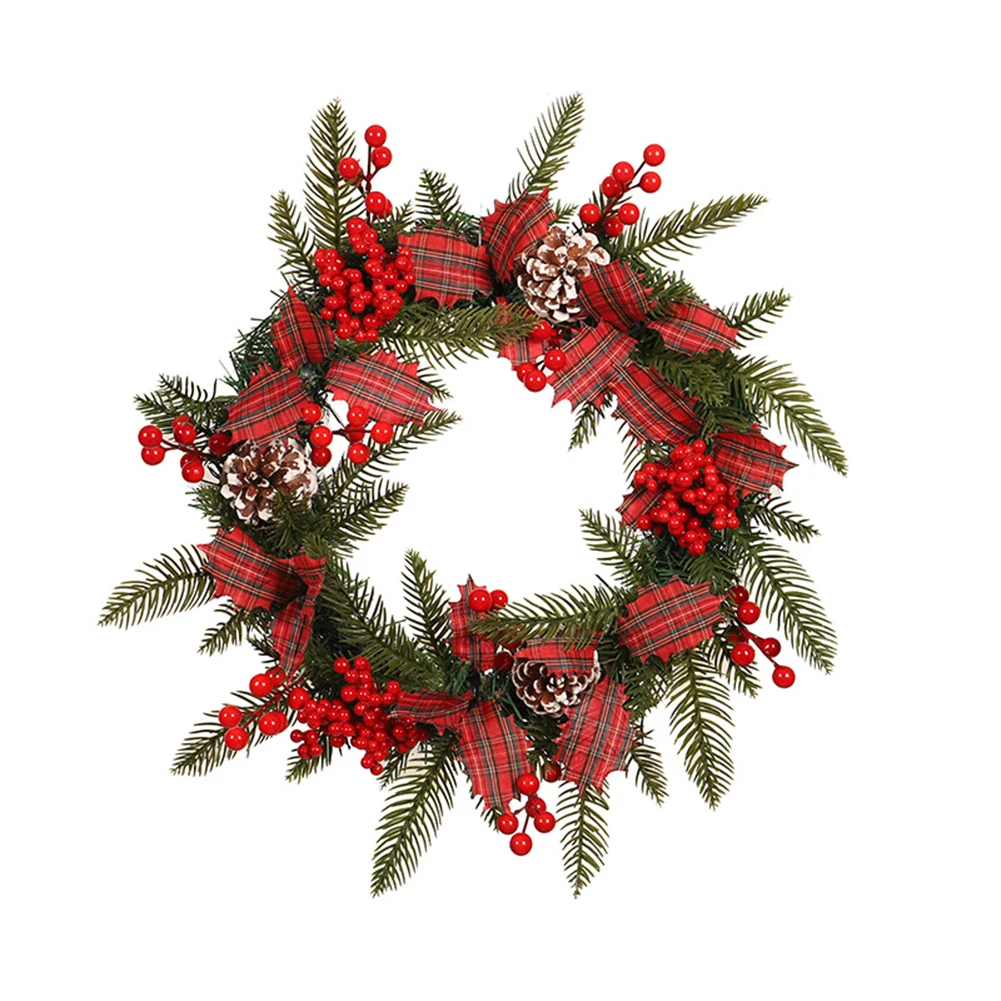 

Handmade Christmas Wreath With Pine Branches Berry Pine Cones For Front Door Wall Window Farmhouse Decoration