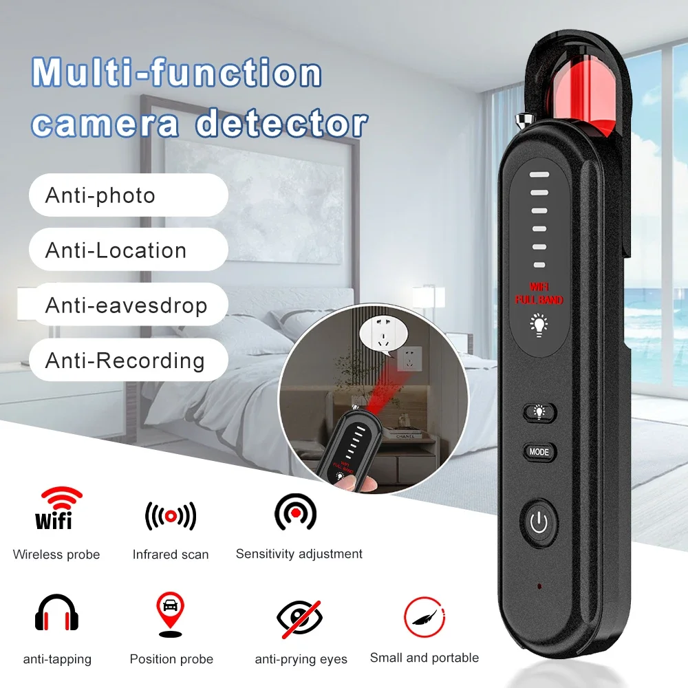 T01 Multi-function Camera Detector Infrared Light Detection 2.4G Signal GPS Detection Full Frequency Band 6 Levels of Intensity