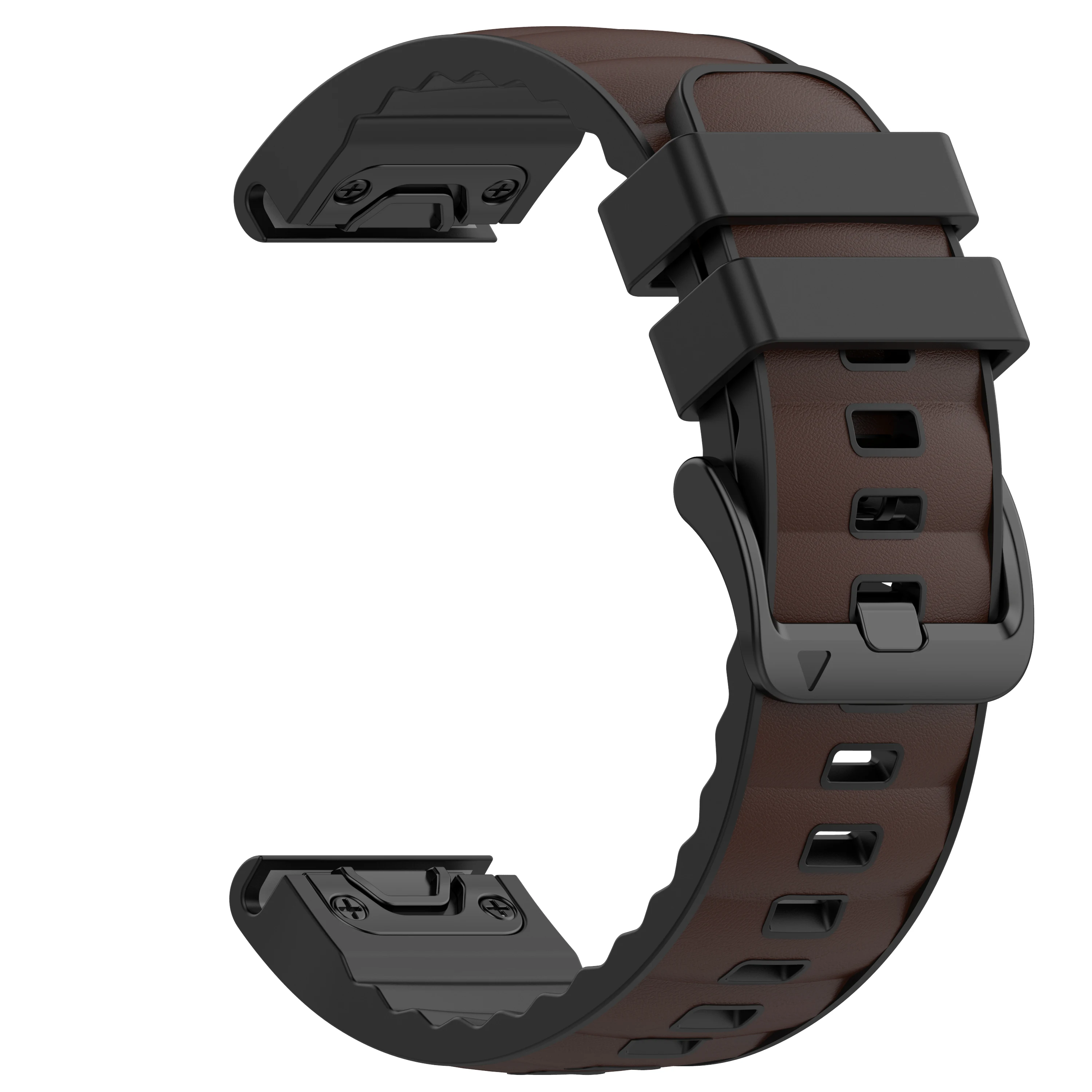 Quickfit Silicone & Nylon Strap with Leather Accents - Premium 26mm/22mm Band