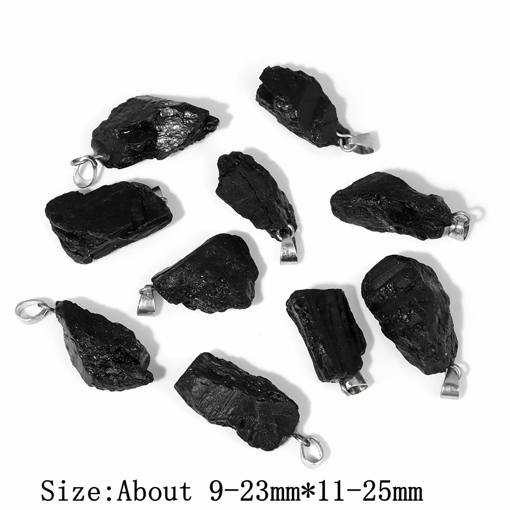 thumbnail image 1 of Colgantes de turmalina negra irregulares naturales, colgante de dijes crudos de forma libre, colgante de piedra curativa de yoga para fabricación de joyas hechas a mano, 1 of 5