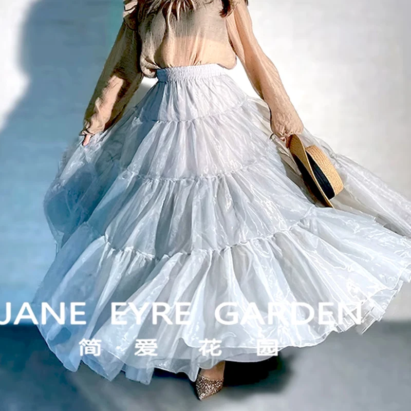 Mulheres de organza linha A cinza tutu, malha plissada, fofa, saia