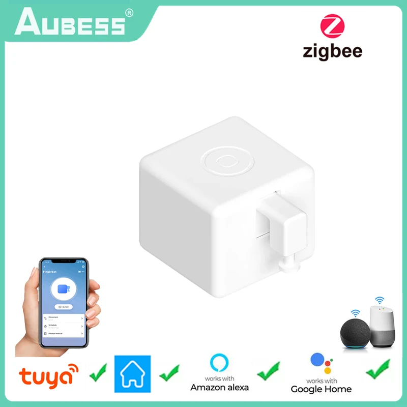 

Умная кнопка-толкатель AUBESS Tuya Zigbee Fingerbot Plus с голосовым управлением и поддержкой Alexa и Google Assistant