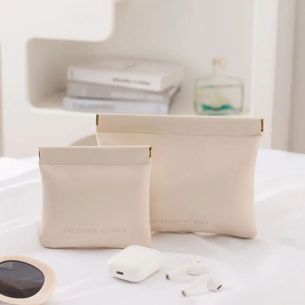 

Automatic Closing Lipstick Bag Fashion Simple Mini Makeup Bag PU Travel Cosmetic Organizer Pouch