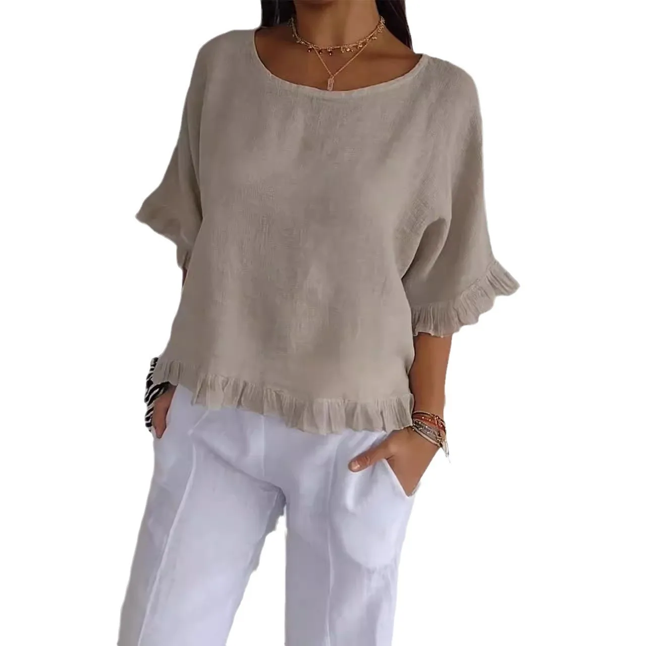 Cotton Linen Summer Blouse for Women