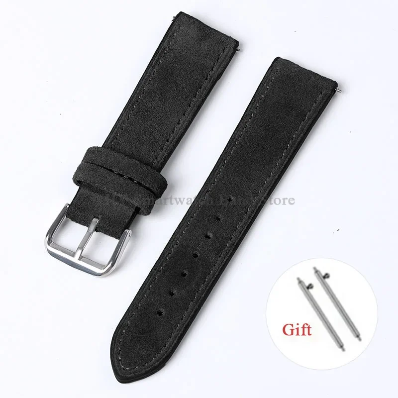 Artisanal Vintage Suede Leather Watch Strap with Handmade Stitching and Quick Release