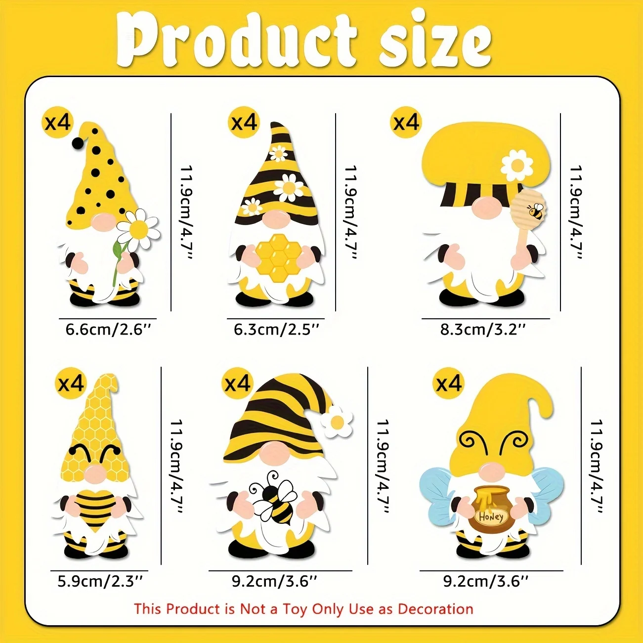 24 Stuks Bijenkabouter Opknoping Ornament Lente Zomer Decoratie Gele  Honingbij Kabouter Met Hoed Hanger Voor Verjaardagsfeestje Decor -  AliExpress, image size:1301x1301