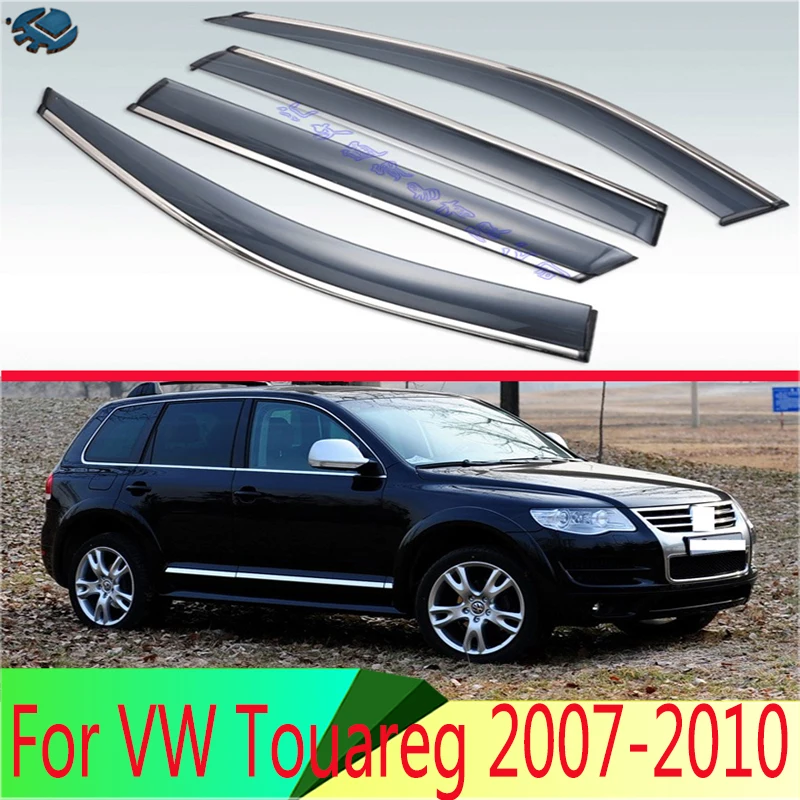 For Vw Touareg 2007-2010 Plastic Exterior Visor Vent Shades Window Sun Rain Guard Deflector 4Pcs