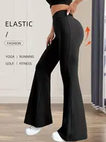 Pantalon évasé taille haute pour femmes, printemps et été, pantalon long noir à jambe fine, pantalon large et fin pour femmes minces 3