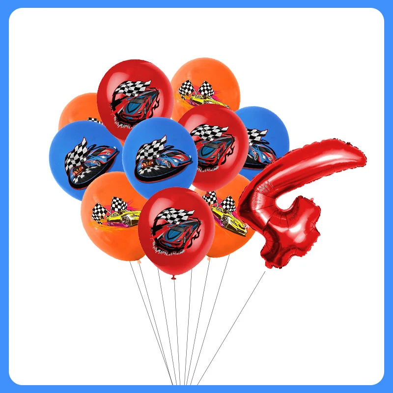 Räder Geburtstag Dekoration Geschirr Teller Tasse Tischdecke Rennwagen Geschenktüte 0-9th Ballon für Kinder Jungen Geburtstag Party Supplies – Detail 28