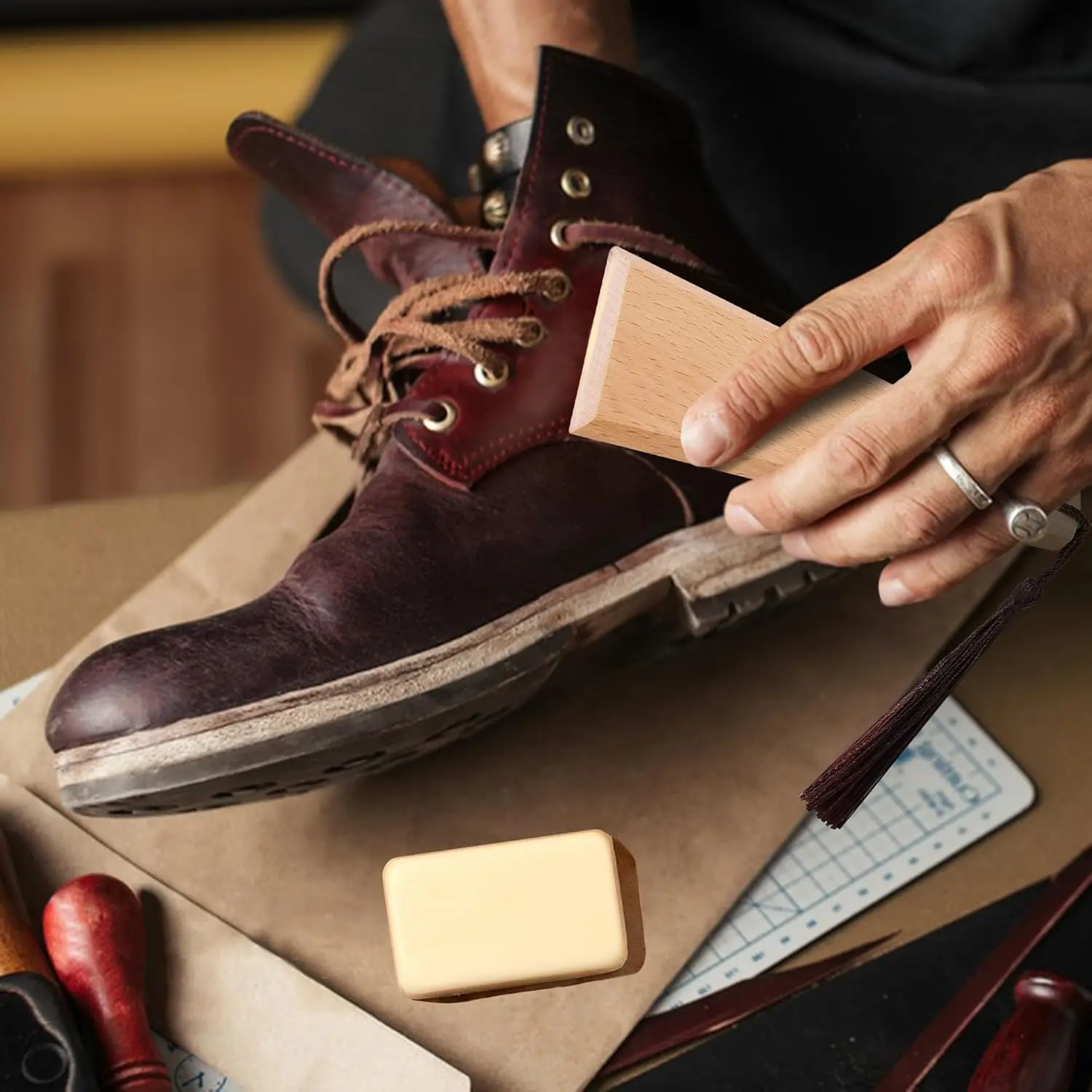 Description Picture 5 of itemWaxed Canvas Smoothing Tool - Wooden Waxing Tool for Even Application - Portable Leather Care Kit for Boots, Zippers, and Seams