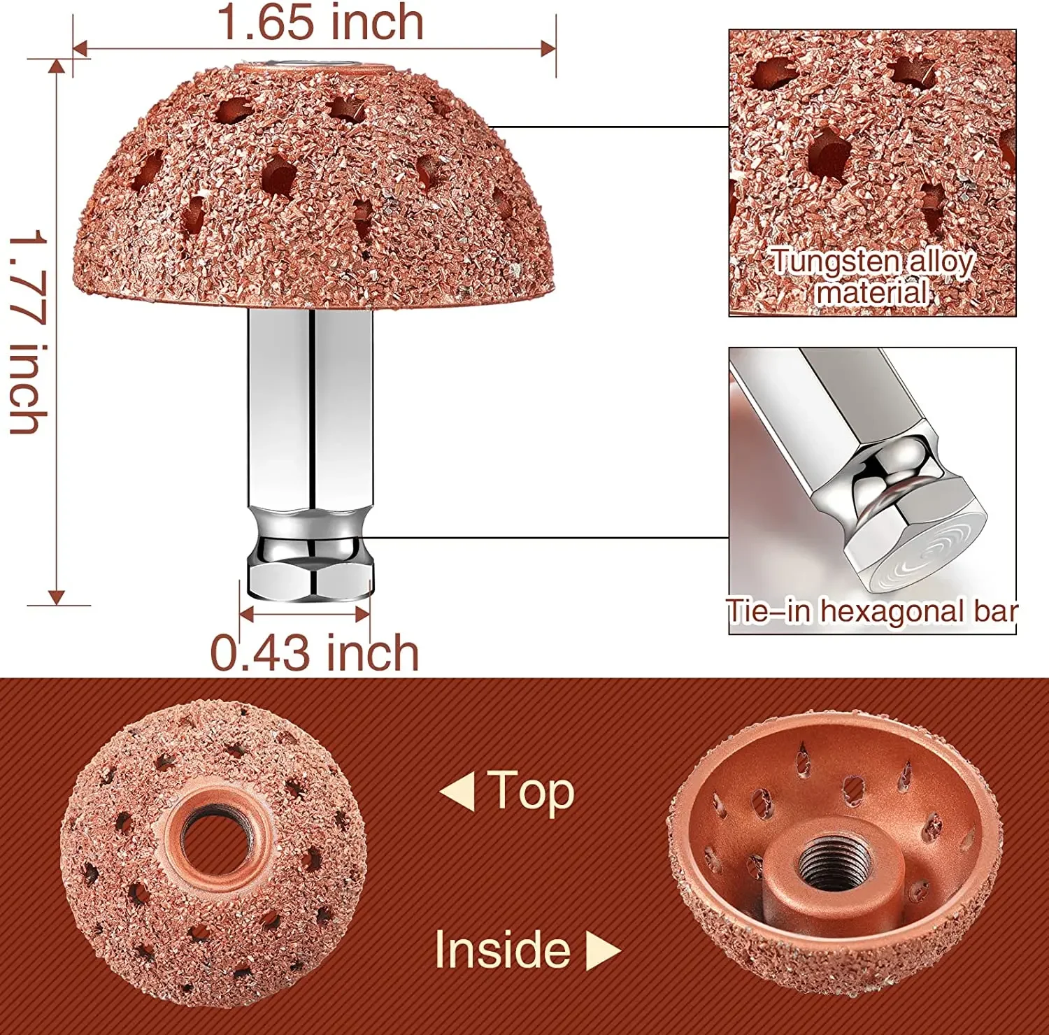 Tire Repair Tool Kit Repair Roller with Repair Grinding Tip Pneumatic Tire Buffer Polishing Wheel (42mm)