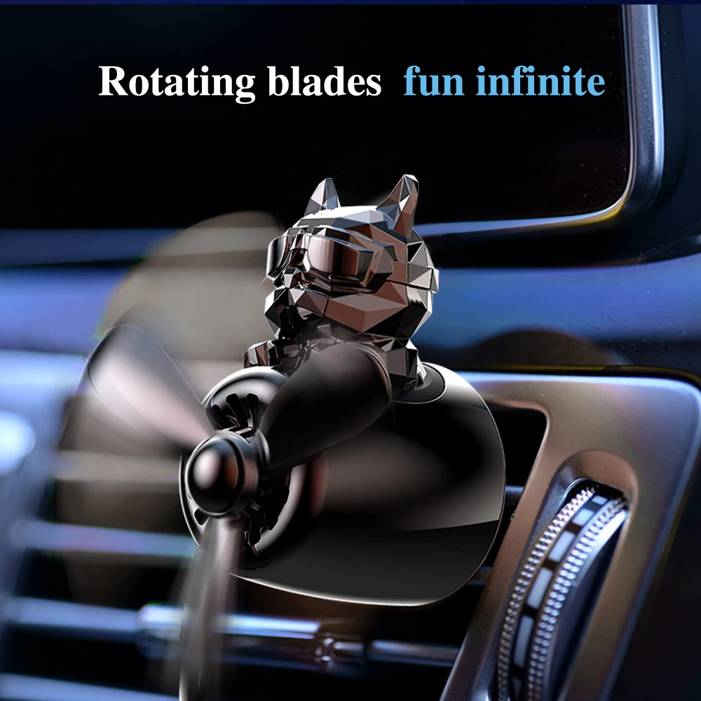 72KM Car Air Freshener Bulldog Car Air Outlet Propeller Aromatherapy Interior Accessories Automobile Perfume Diffuser Ornaments