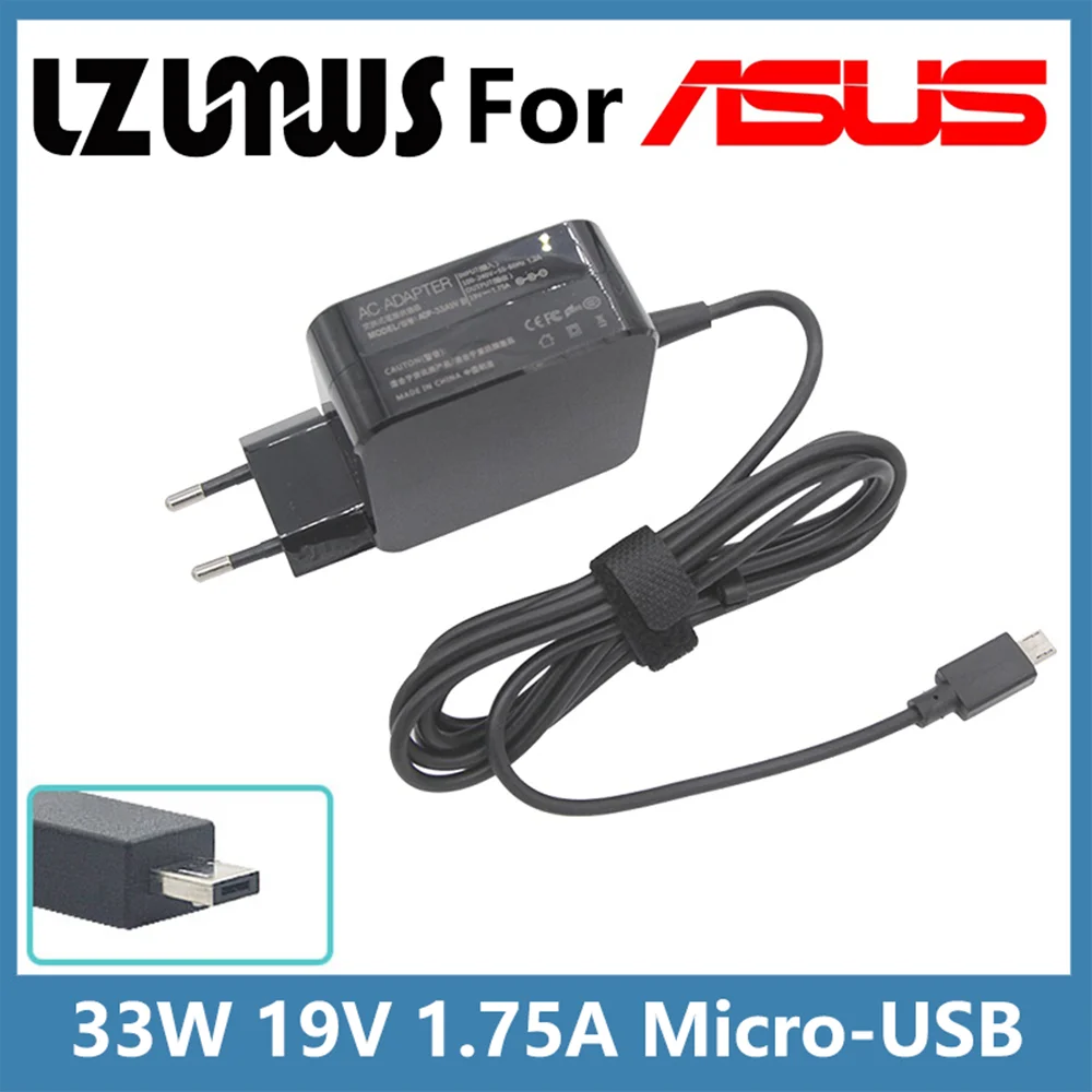 33W 19V 1.75A Laptop Charger for Asus Chromebook Flip C100PA C100P C100 C201 C201P ADP-33AW Eeebook X205 X205T Small Square Tip laptop charger
