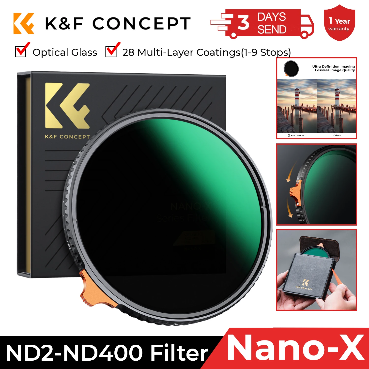 Filtro ND Variabile 58mm (ND2-ND400) – Per Lunghe Esposizioni E Controllo Luce, Compatibile Con Molti Obiettivi